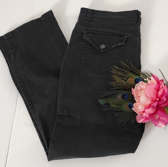 Hannah Jeweled Black Denim Midrise Jeans 14 - Picture 16 of 16